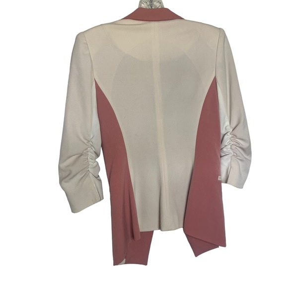 Vero Moda Classic Vintage Blazer Ruched Sleeves Pink Barbie Cream Size S - Picture 5 of 11